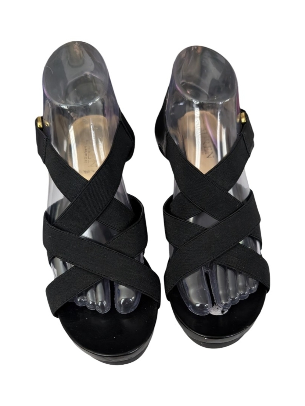 Polo Ralph Lauren Rocio Wedge Heel Strappy Stretchy Fabric Sandals Women's 7.5B